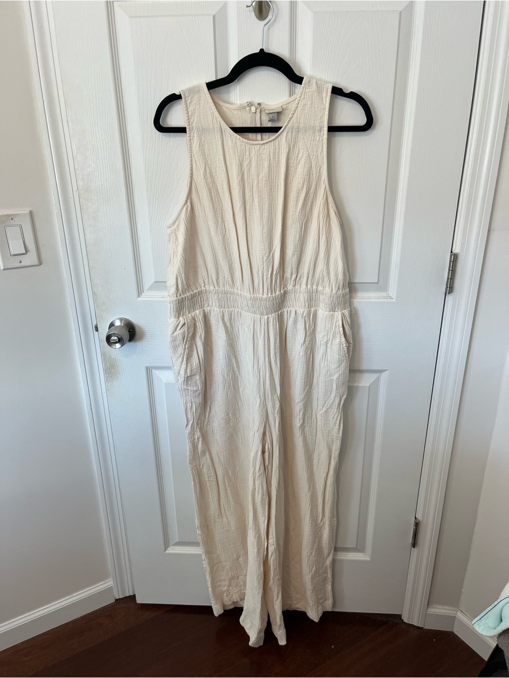 Sleeveless Cream Wide-Leg Jumpsuit